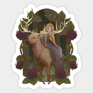 Fairy Tale Deer in in the Magical Forest Sticker